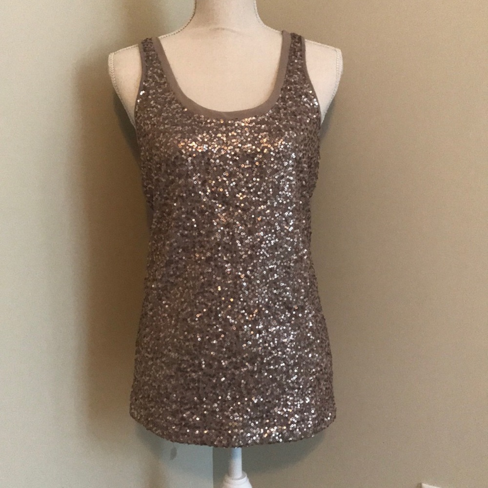 Brown sequin tank top